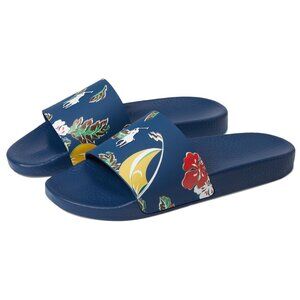 Polo Ralph Lauren Mens Slide Sandals Size 13 Blue Tropical Floral Casual